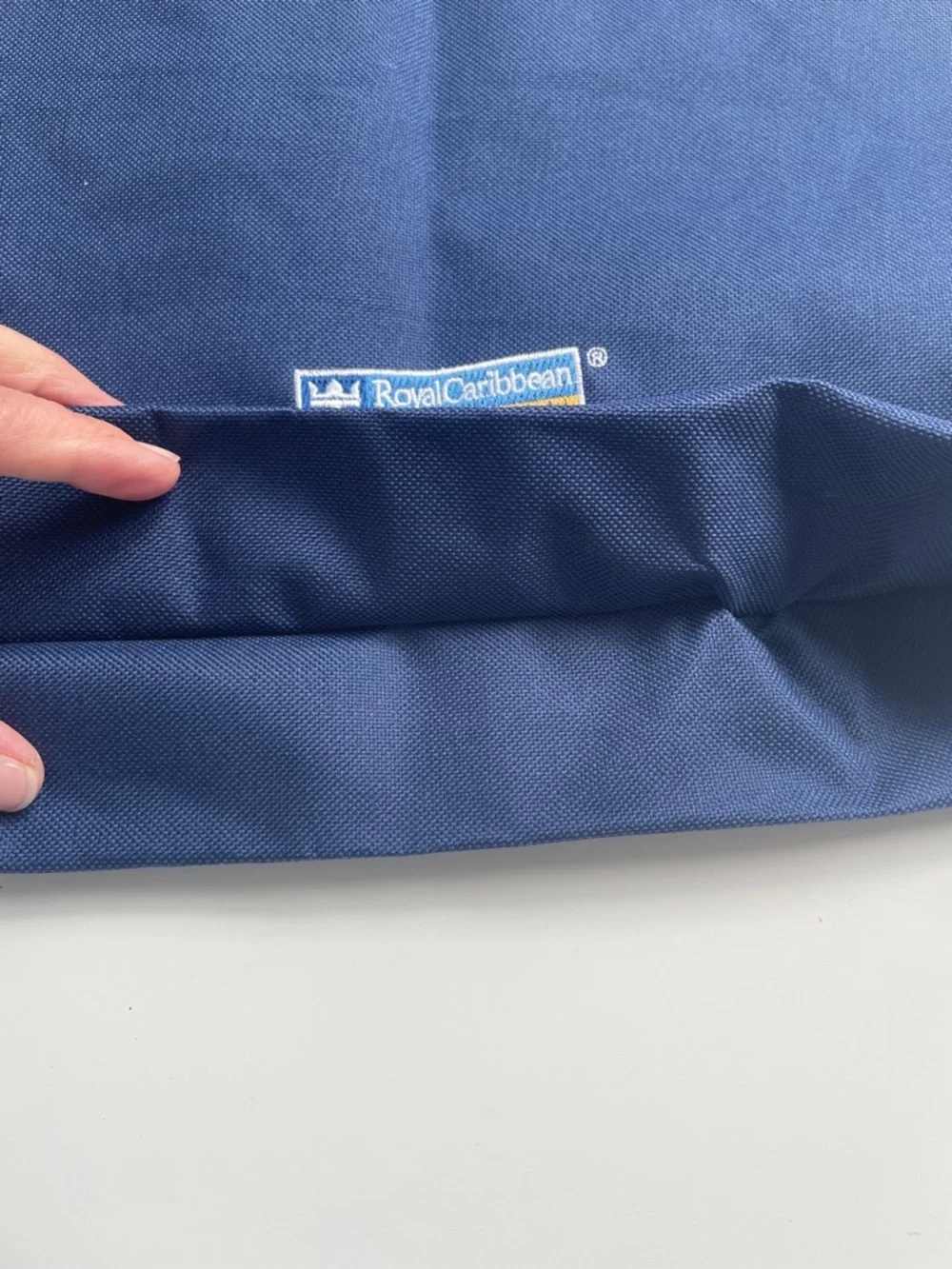 Royal Caribbean Blue Canvas Tote with Tan Adjustable Strap